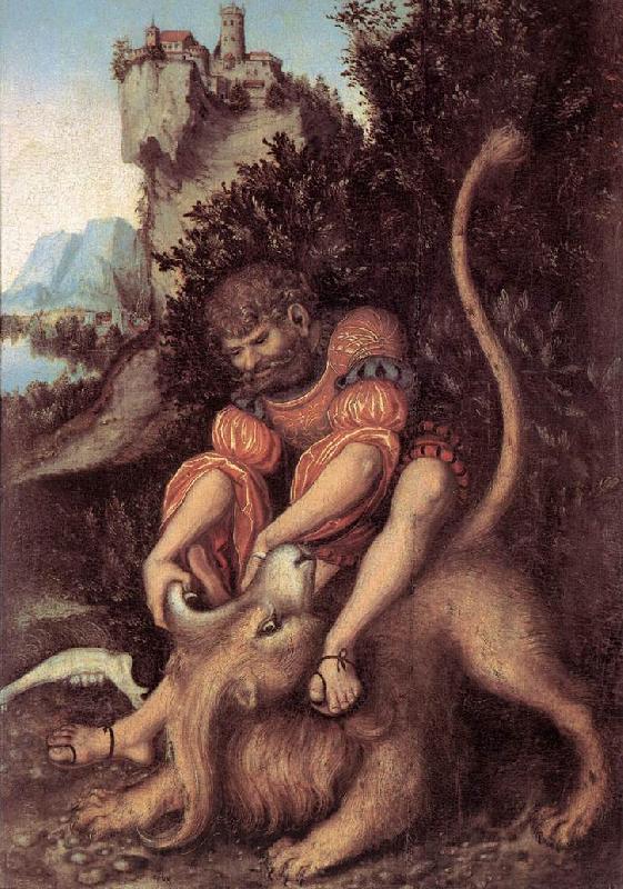 CRANACH, Lucas the Elder Samson s Fight with the Lion Norge oil painting art